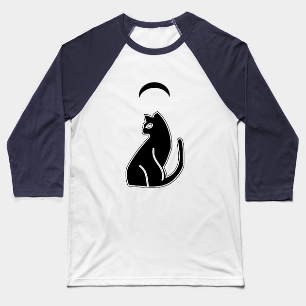 cat and moon Baseball T-Shirt by MysticMoonVibes